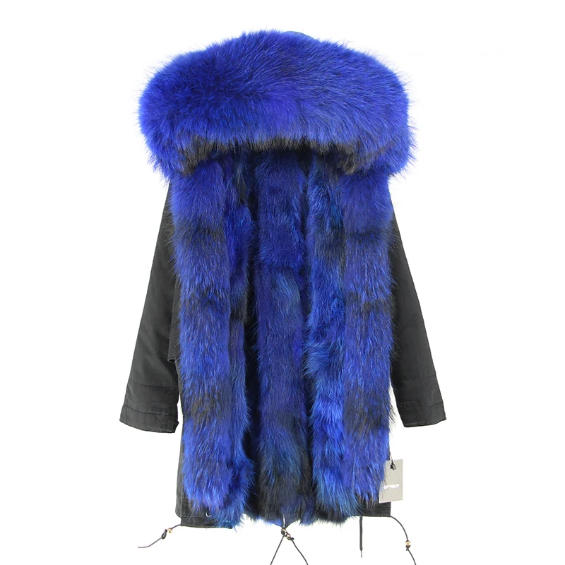 Бренд OFTBUY, новинка, пальто с натуральным мехом, зимняя куртка, Женская парка, большой воротник из натурального меха енота, Толстая теплая парка с подкладкой из лисьего меха