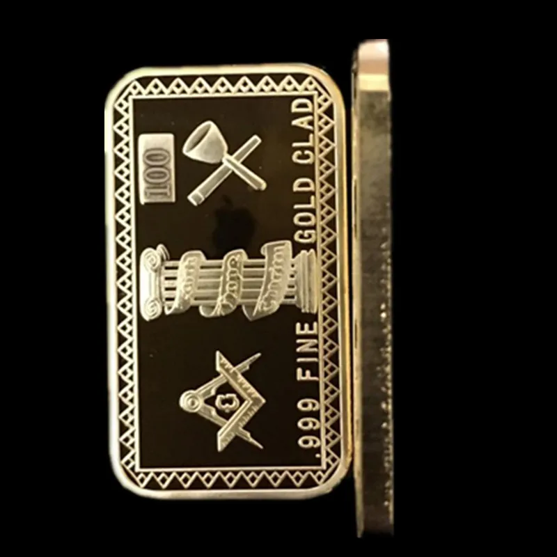 5 шт. коллекционные масонов бар масонские 1 OZ 24K покрыто настоящим с позолотой знак