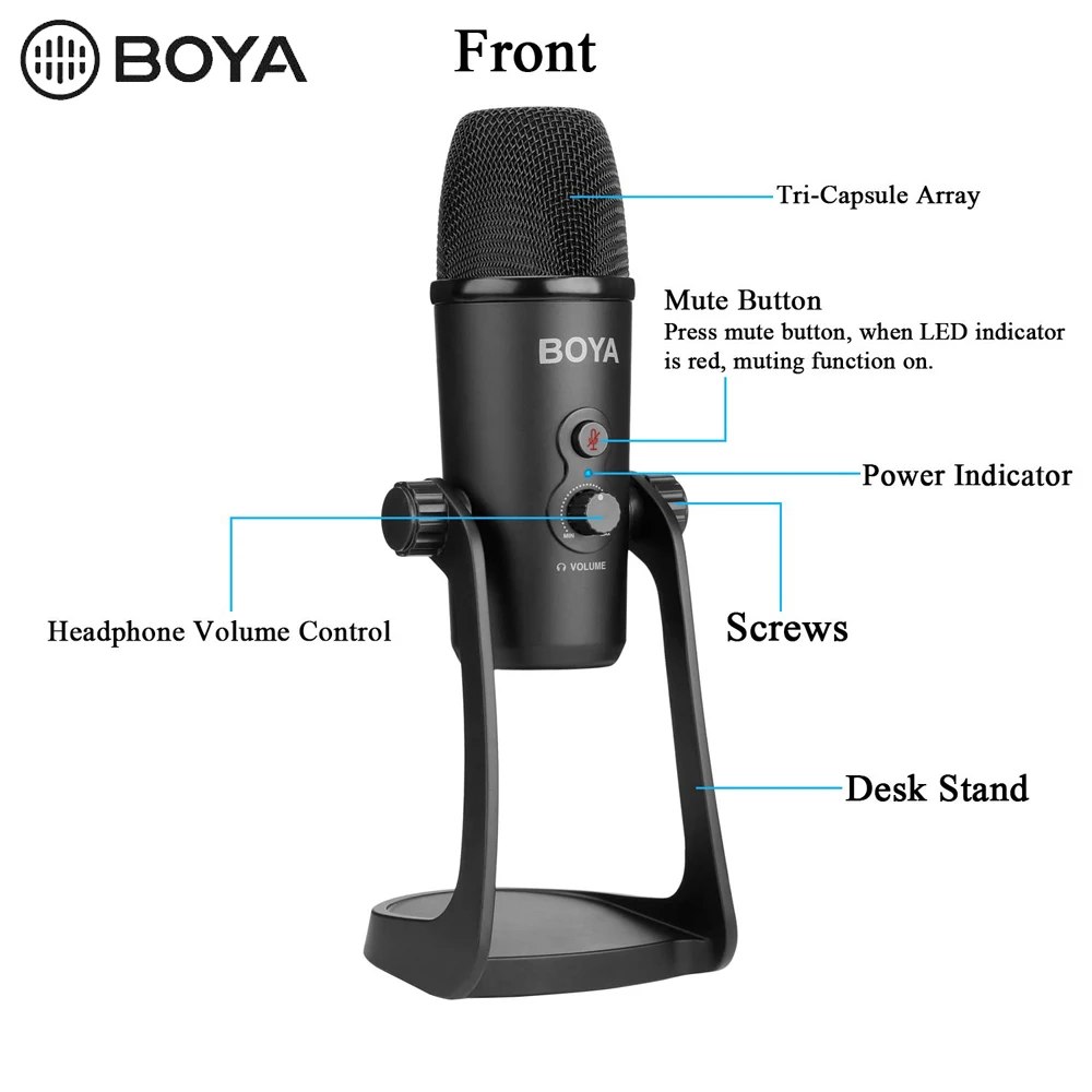 BOYA BY-PM700, профессиональный конденсаторный звук, Подкаст, Студийный микрофон для ПК, ноутбука, Skype, MSN, караоке, музыка, микрофон, конференц-связь