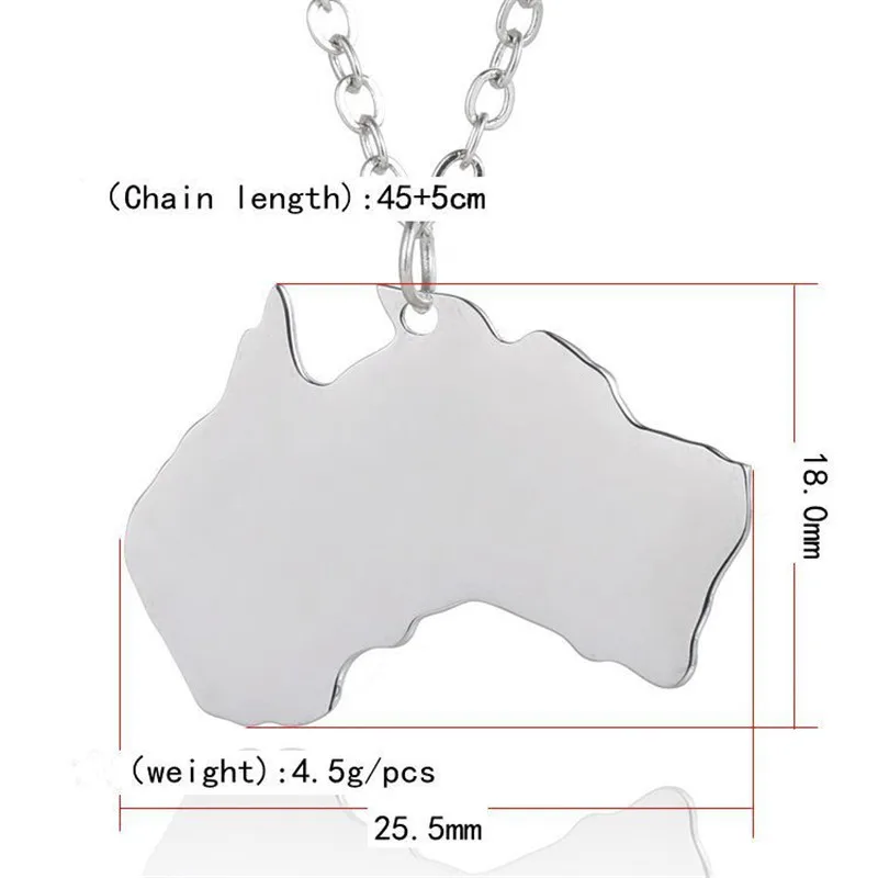 Цепочка с подвеской "Модная карта Австралии", из нержавеющей стали, с сердечной подвеской, женский модный ювелирный подарок, 12 шт./лот.