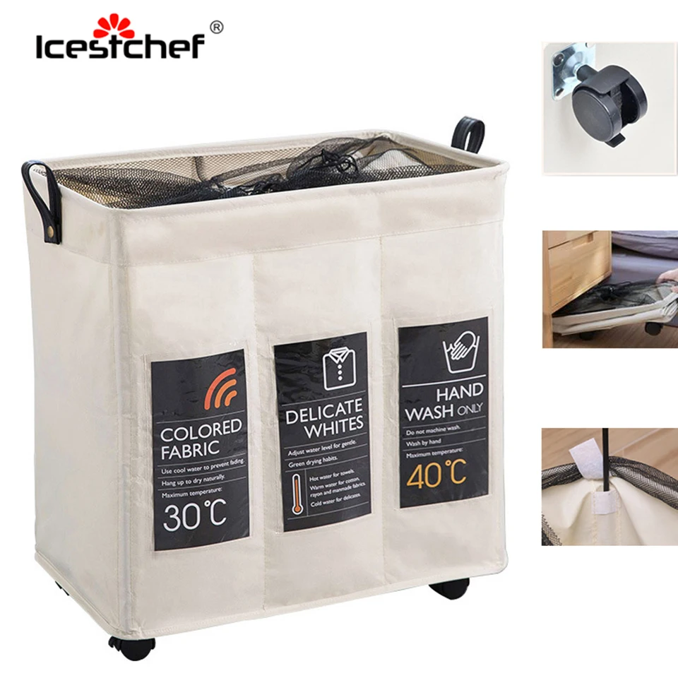 ICESTCHEF 600D Оксфорд Водонепроницаемая корзина для белья с колесами складная корзина с крышкой для стирки корзина для грязной одежды мешок для стирки