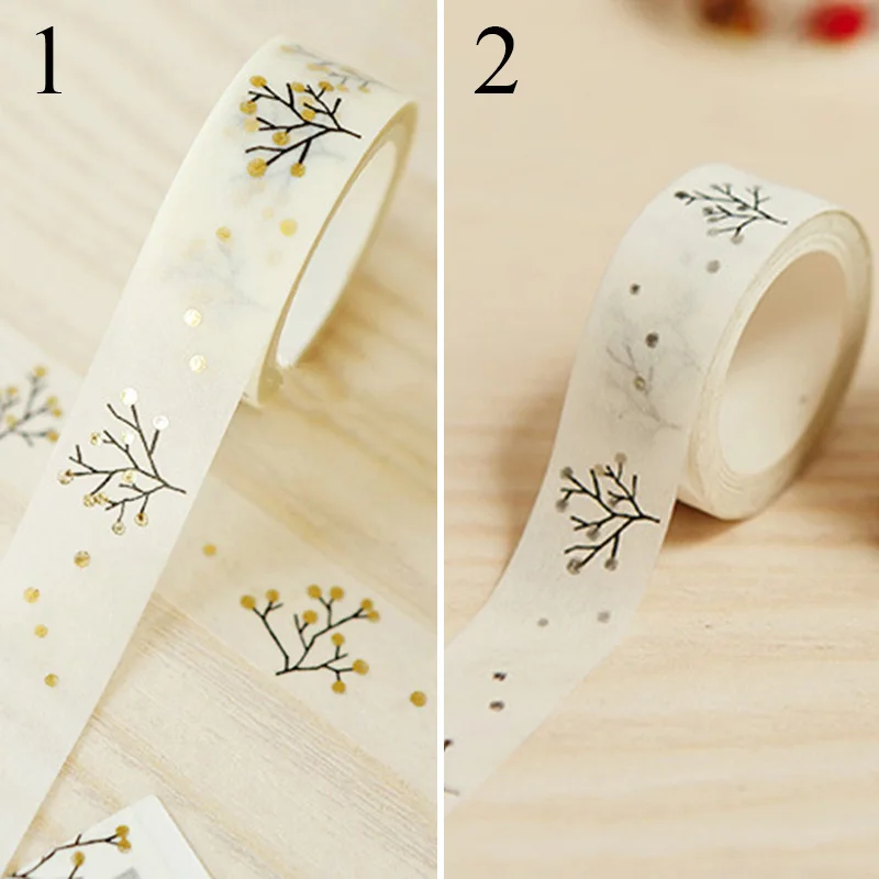 DIY милый каваи дерево клейкая лента Washi золото серебро декоративная для украшения