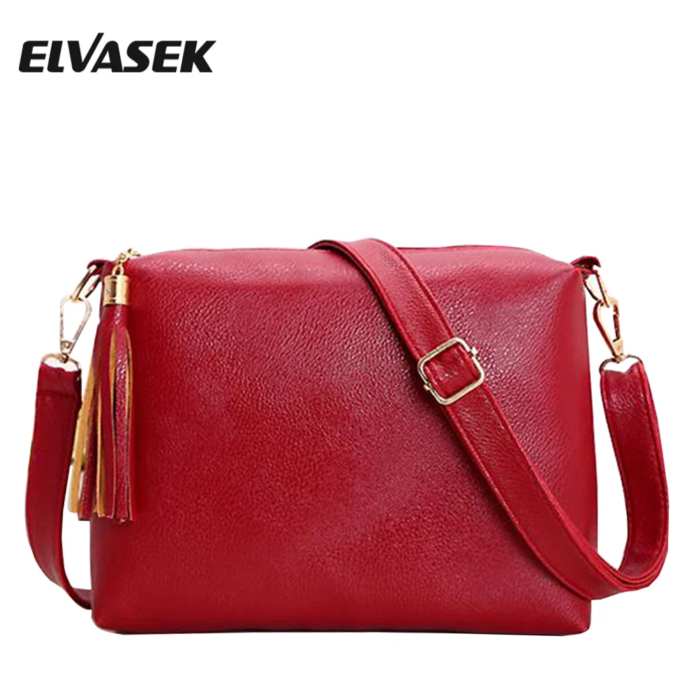 ELVASEK новые женские сумки на плечо кожаные одно с кисточками Bolsas | Багаж и