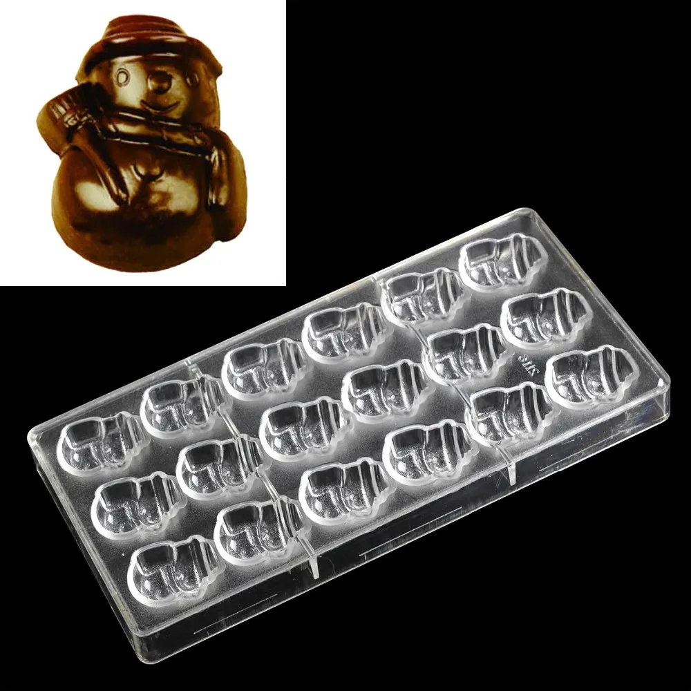 

Christmas Chocolate Mold DIY 3D Snowman Shape Kitchen Candy Cake baking Pastry Tool Clear Hard Polycarbonate