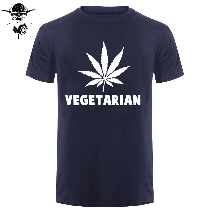 Vegan Вегетарианская Подарочная футболка для мужчин и женщин, футболка для мужчин с изображением животных, футболка для мужчин с зелеными листьями конопли, забавная футболка с коротким рукавом - Цвет: navy white