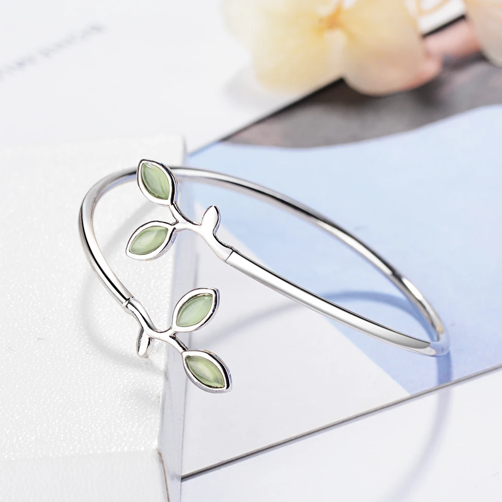 Женский Браслет-манжета с опалом и листьями | Украшения аксессуары