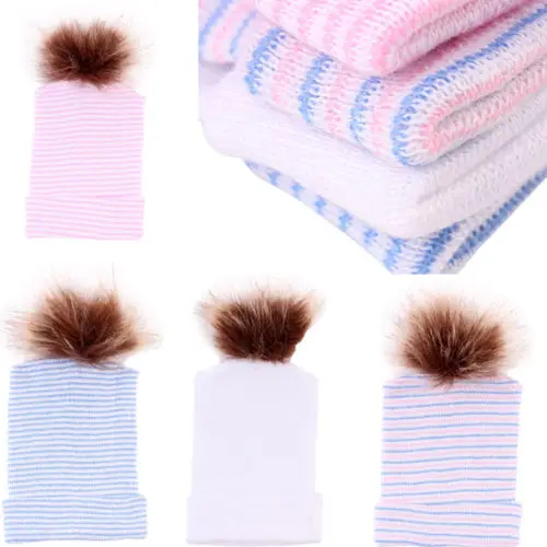 Шапка с мехом для маленьких девочек и мальчиков милая вязаная шапка из хлопка