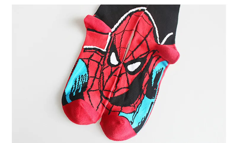 Мода герой комиксов Marvel общие носки мультфильм Бэтмен человек паук Супермен, Халк по колено теплые Мстители носки Длинные искусство Funky Sox