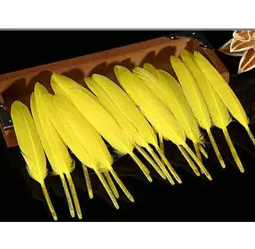 Yellow 50pcs Красивое перо лебедя, 4-6 дюймов, 10-15 см, боа, натуральные перья, свадебное украшение, украшение для свадьбы, сделай сам, украшение для дома - Цвет: Yellow 50pcs