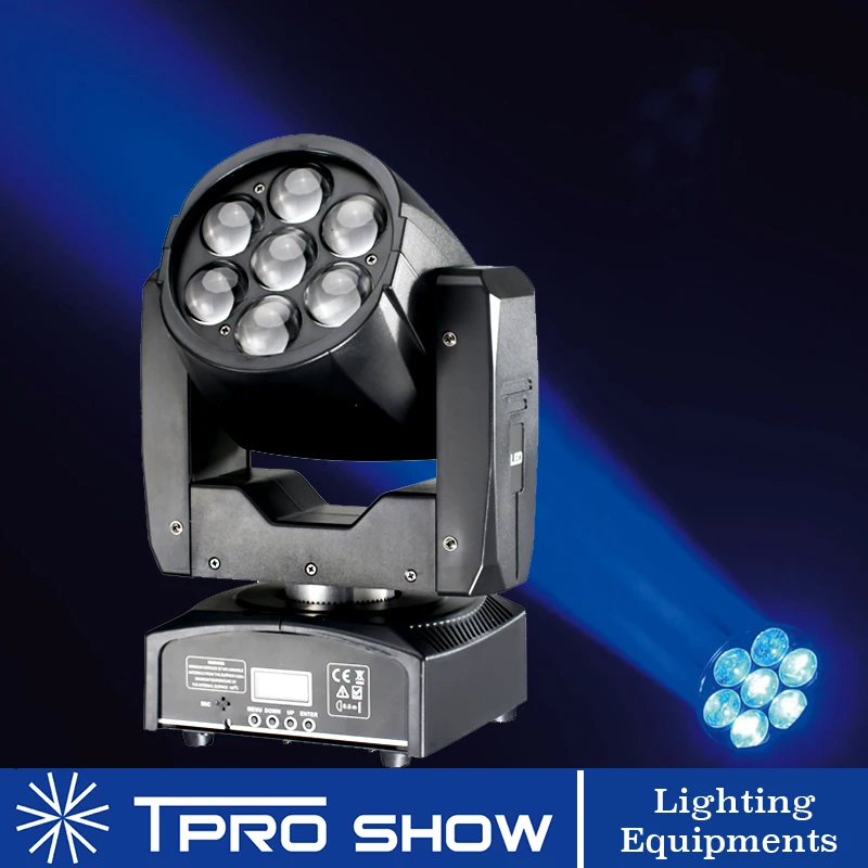 Zoom LED Wash 7x15W Мини движущаяся головка DMX Lyre сценическое освещение RGBW Смешивание