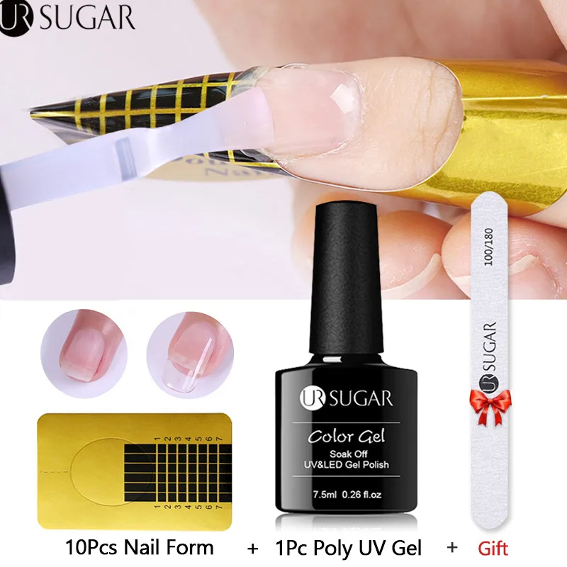 UR SUGAR 7,5 мл Быстрый гель продлевающий половой акт белый прозрачный акриловый поли УФ-гель для маникюра замочить от желе палец Строительство УФ Гелевые Типсы для ногтей