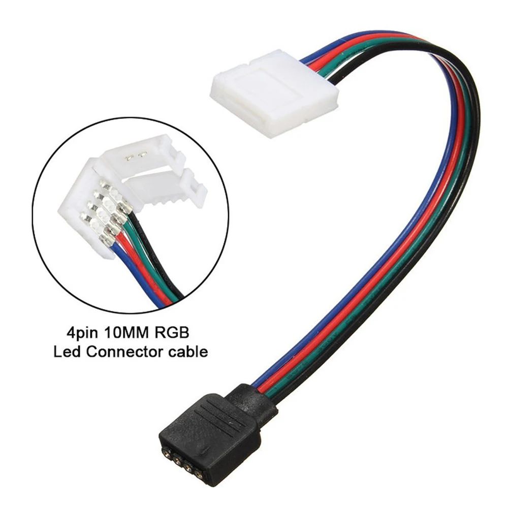 Цветная (rgb) Светодиодные ленты разъем 4pin 10 мм зажим провод удлинитель Женский