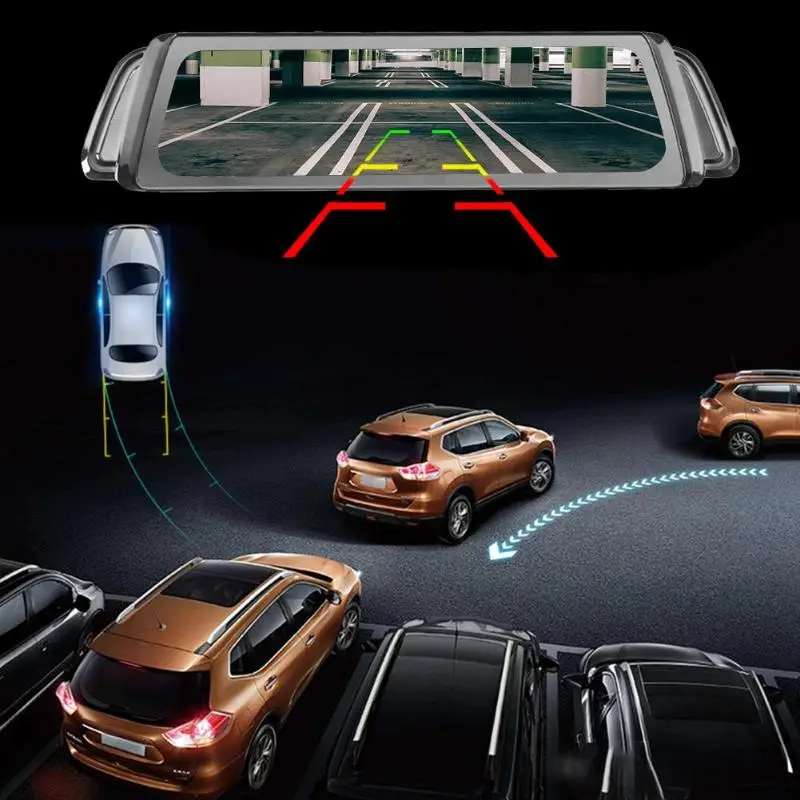 Phisung K900 Автомобильный видеорегистратор 9.35in ips сенсорный экран 1080p+ 720p зеркало заднего вида DVR камера рекордер вождения