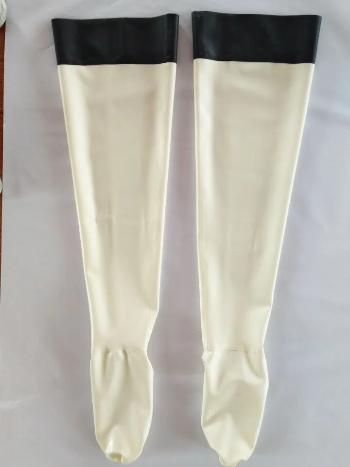 

Latex Stocking Rubber White Feet sock Black stocking Tight Size XS~XXL