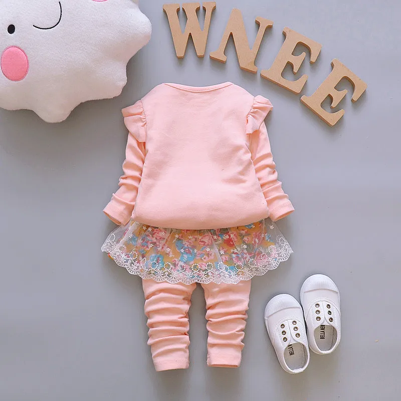 Комплект одежды для маленьких девочек BibiCola хлопковый топ и штаны на весну осень