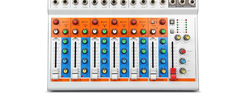 XTUGA FX7-USB 7 каналов аудио микшер консоль с Usb/bluetooth/Mp3 вход звуковая консоль Dj оборудование микшер сбалансированный источник питания