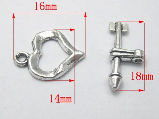 100 комплектов тибетских серебряных застежек в виде любящего сердца и стрел | Дом