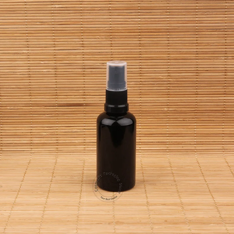 3pcs/Lot Promotion Glass 50ml Essential Oil Bottle Black Cosmetic Atomizer Lid Container Spray liquid Pot 50g Vial | Красота и