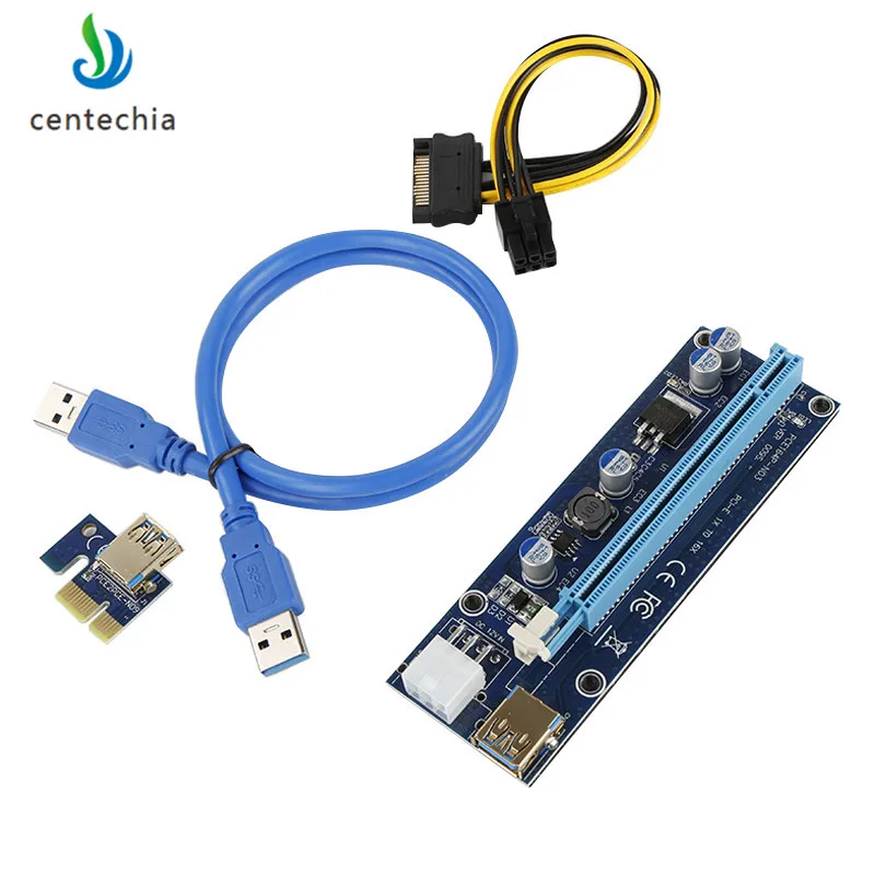 Ver 009S PCI E 1X до 16X LER Райзер карта расширения Express 6pin Sata адаптер питания USB 3 0 кабель