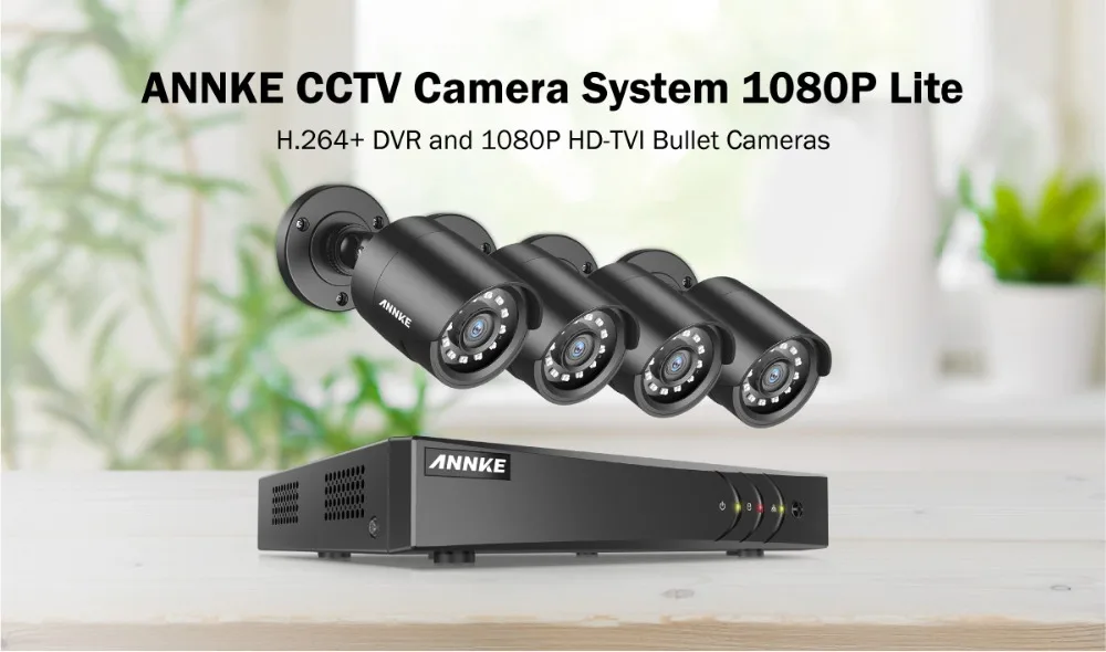 ANNKE 4CH 1080P охранная видео CCTV система 5в1 1080N H.264+ DVR с 4X HD TVI Смарт ИК Пуля Всепогодная камера наблюдения