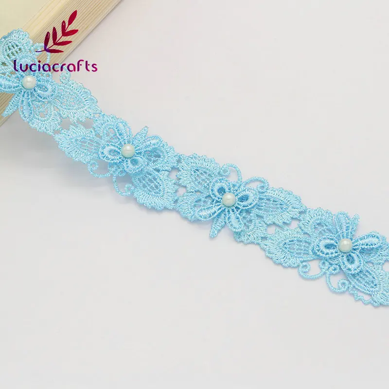 C2 Sky Blue Lucia ремесла 1 ярд 3 см бисером кружевной ткани отделкой ленты DIY Швейные ручной работы одежда головной убор материалы N0511 - Цвет: C2 Sky Blue