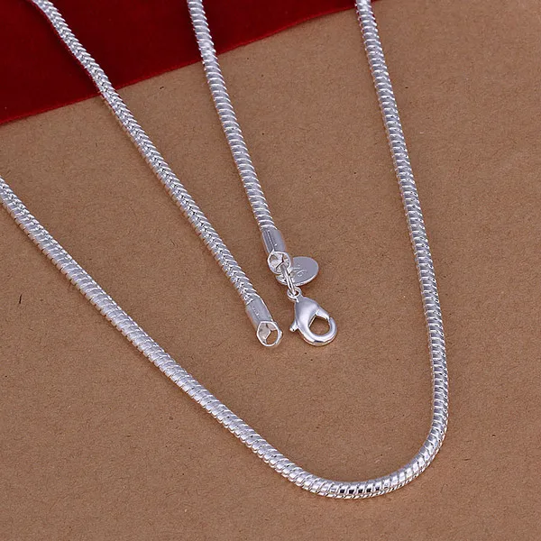 

2mm 10 pcs (16" 18" 20" 22" 24inch) S925 Silver color Snake Chain Lobster Clasp Necklace Jewelry Findings Retail Wholesale.P.008