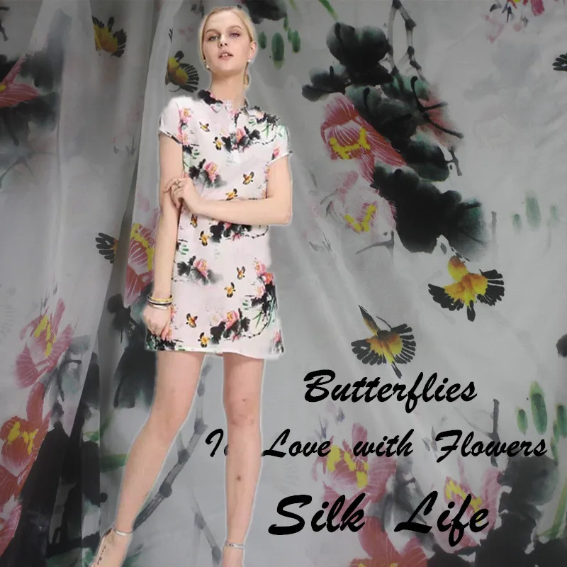 140 см цифровая струйная шелковая ткань мягкая Рубашка крепдешиновая Ткань 16 мм