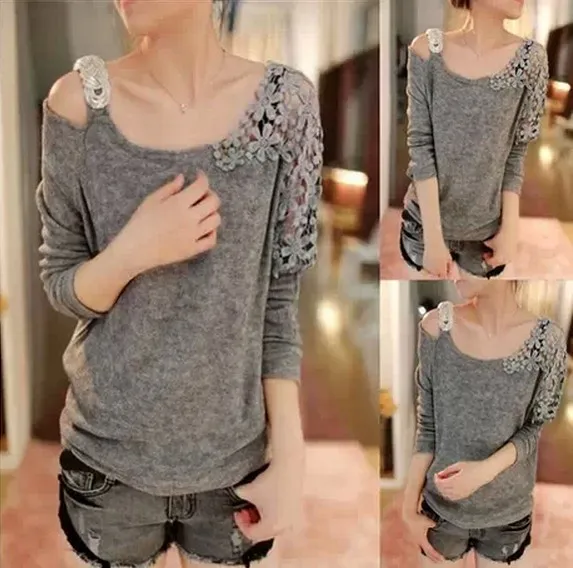 

Women Sale Sweater Sleeve Of New Fund Of 2015 Autumn Female Off-the-shoulder Render Knitting Small Unlined Upper Garment