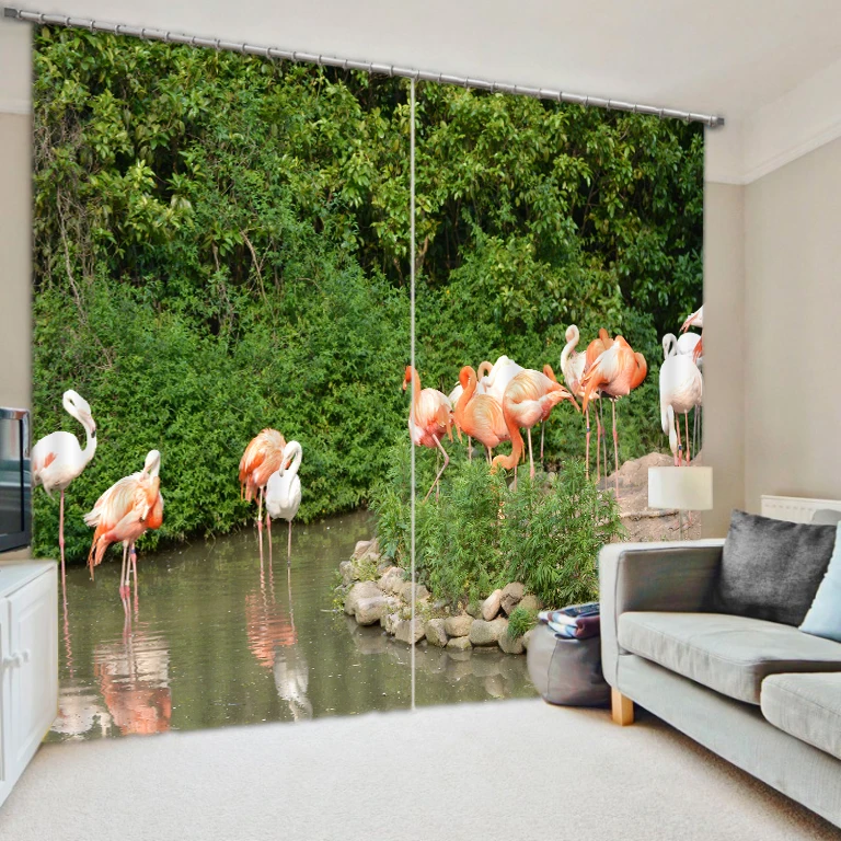 

3D Flamingo Printing Curtains With Bedding Room Living Room or Hotel Cortians Thick Sunshade Window Curtains