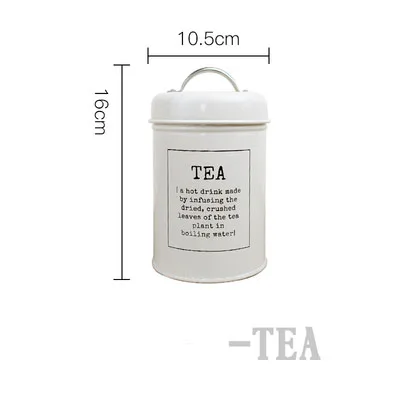 White TEA Кухонная герметичная железная коробка для чая, кофе, сахара, банки для хранения, Скандинавия, конфеты, круглая металлическая герметичная банка, контейнер для сухого молока, бутылка - Цвет: White TEA