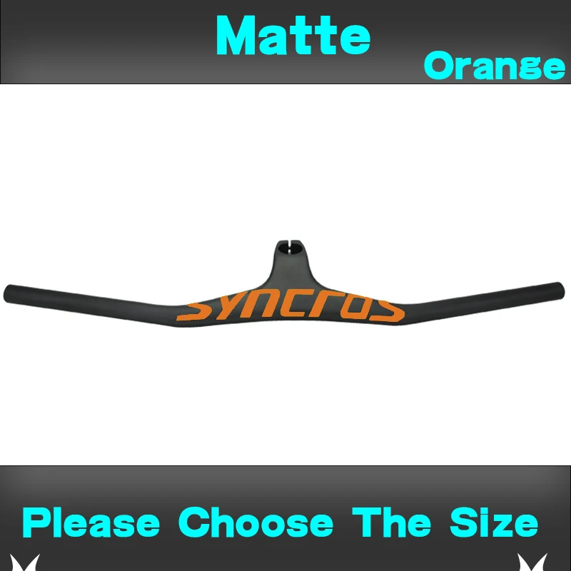 Black Orange Matte Syn Custom Champion MTB велосипедный стояк-17 градусов однообразный Интегрированный руль со стволом 3 к черный матовый углеродный MTB руль - Цвет: Black Orange Matte
