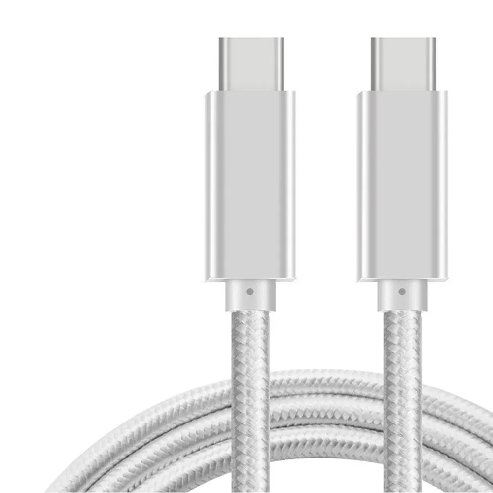 Серебристый Кабель USB 3,1 type c PD 100W 5A Быстрая зарядка USB C к USB C кабель Thunderbolt 3 для Macbook Pro для samsung S9 S10 huawei P30 - Цвет: Серебристый