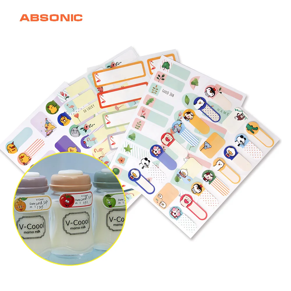Absonic 5 листов 101 шт Самоклеющиеся Ламинированные этикетки для детских бутылок