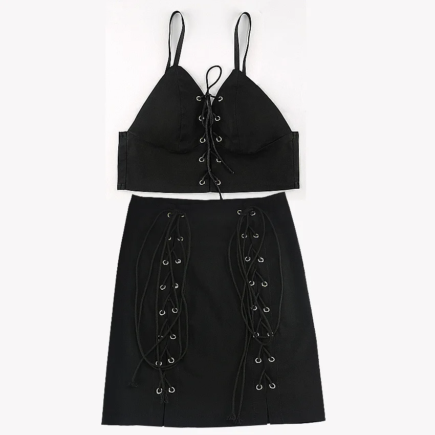 Сексуальные Женские Костюмы Из Двух Частей Набор V Образный Воротник Майка Без