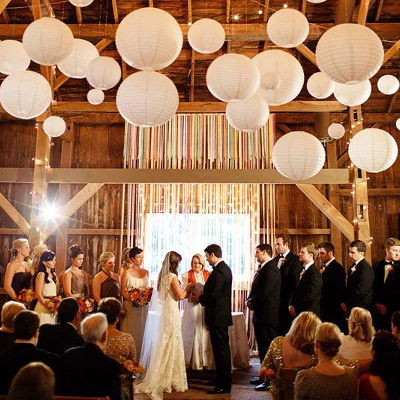 10 штук белых, розовых, фиолетовых и светло-голубых китайских бумажных шаров-ламп диаметром от 8 до 16 дюймов для свадебной и вечеринной декорации.