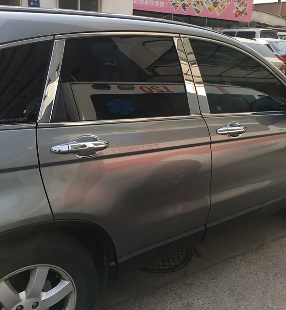 Для Honda CRV CR-V 2007 2008 2009 2010 2011 стайлинга автомобилей нержавеющая сталь окна Планки центр столбы B+ C стойки Чехлы 6 шт