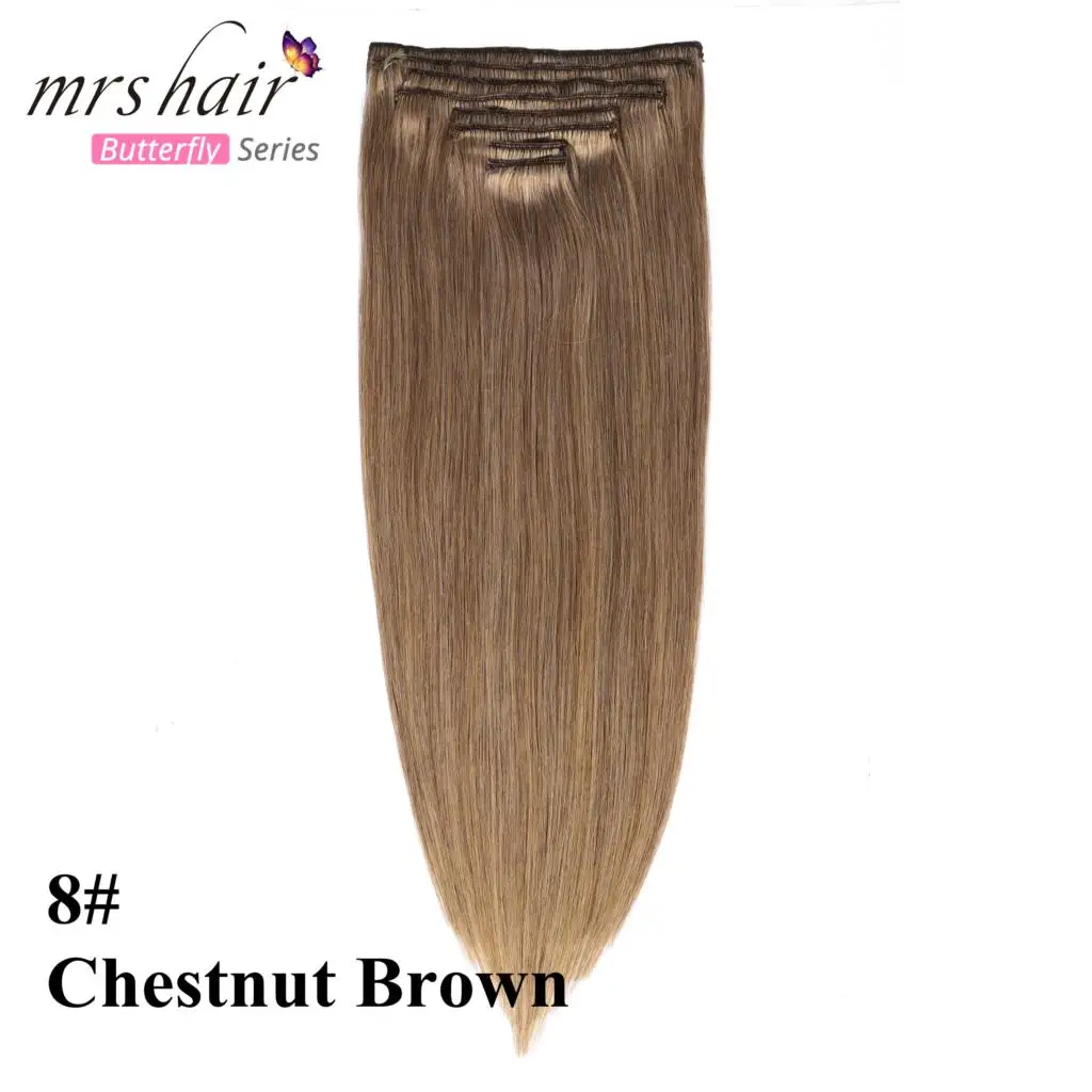 #8 MRS HAIR, Омбре, человеческие волосы для наращивания на заколках, волосы для наращивания, блонд, натуральные волосы remy на заколках, прямые волосы на заколках - Цвет: #8