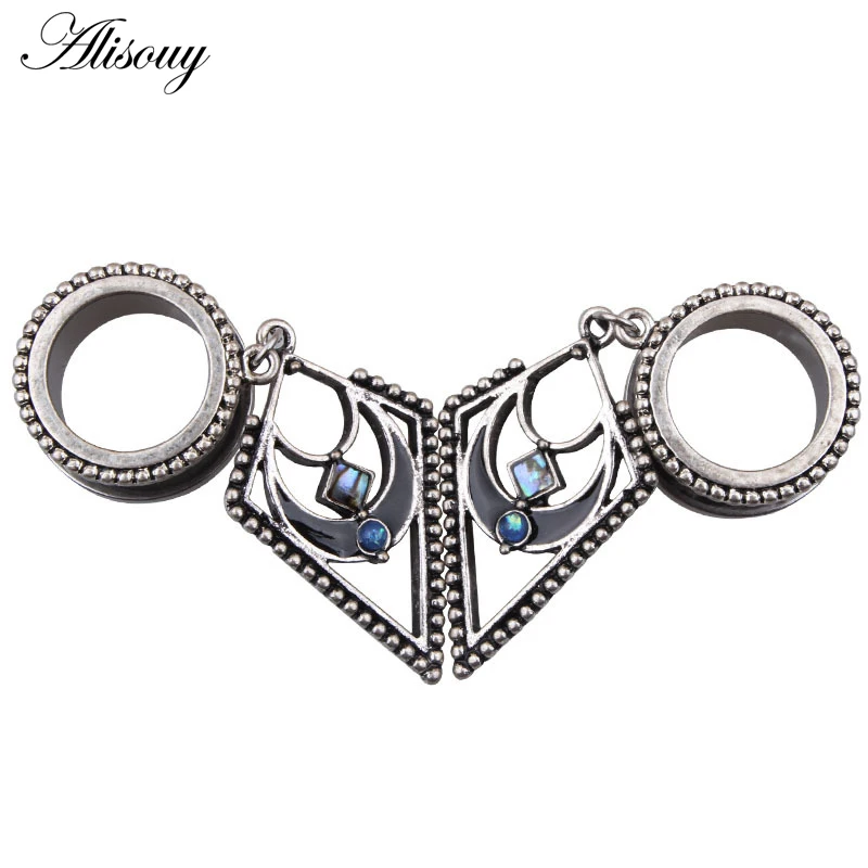 2шт Стальные Спиральные болтающиеся затычки для ушей и туннели Кристальный