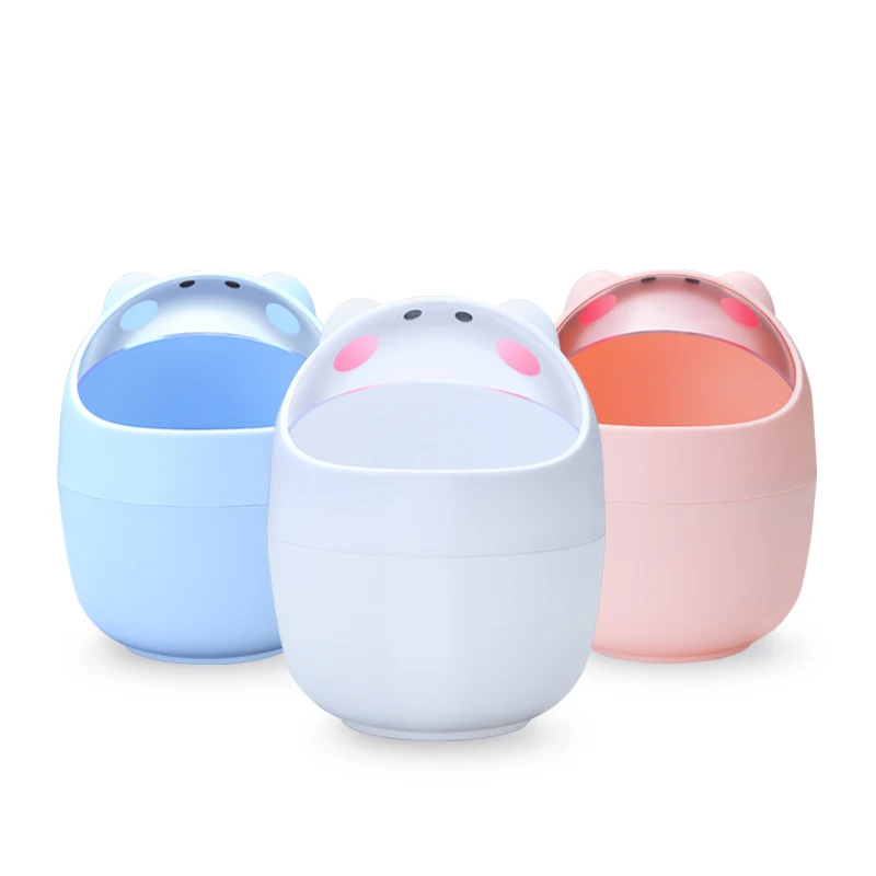 Настольная маленькая мусорная корзина милая круглая офисная бумажная с клапаном