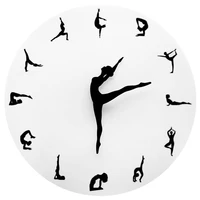 yoga art studio decor clock yoga postures wall clock gym fitness flexible girl wall clock with yoga poses yoga gift for women