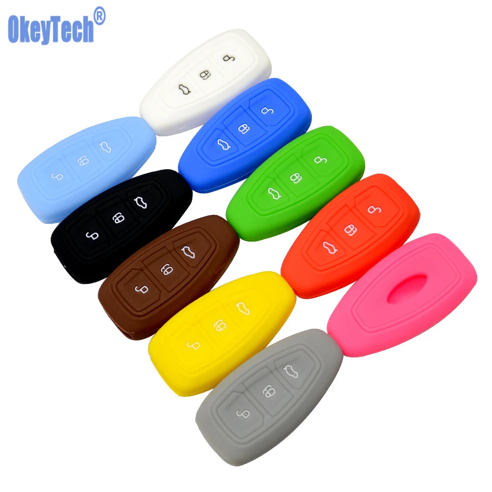 OkeyTech 3 кнопки силиконовый чехол для ключей от машины Ford Mondeo Focus Fiesta Kuga C Max S MK3