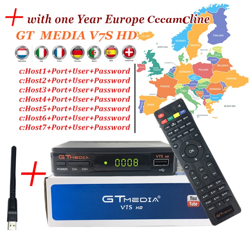 GT MEDIA V7S HD спутниковый ресивер ТВ приемник DVB-S2 спутниковый декодер совместим с Европа Cccam Клайн