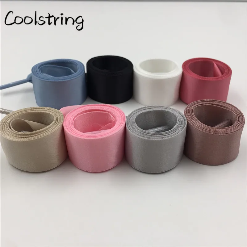 Coolstring/двухсторонние глянцевые шифоновые шнурки для обуви 70-160 см, плоские шелковые Ленточные кроссовки со шнурками шириной 2,22 см, 1 пара, Прямая поставка