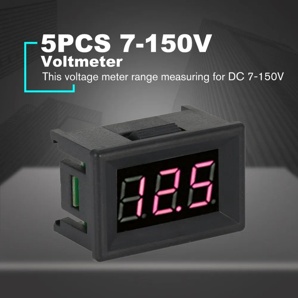 5 шт. DC7 150V 2 проводной светодиодный цифровой Дисплей Панель вольтметр
