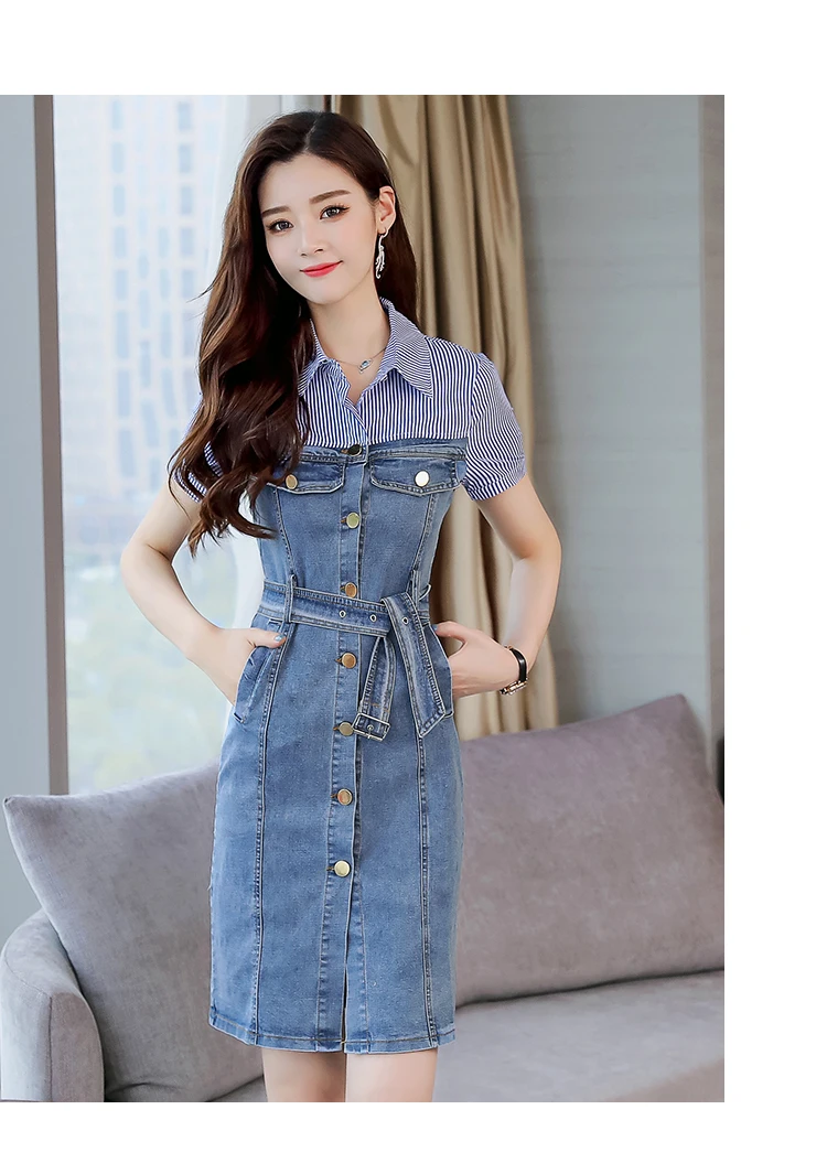 LKGHULO модная женская летняя Свободная Повседневная джинсовая рубашка с коротким