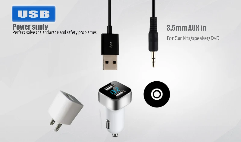 VAORLO Bluetooth 5,0 приемник автомобильный комплект громкой связи FM Bluetooth передатчик стерео беспроводной адаптер USB 3,5 мм Мини магнитный для автомобиля