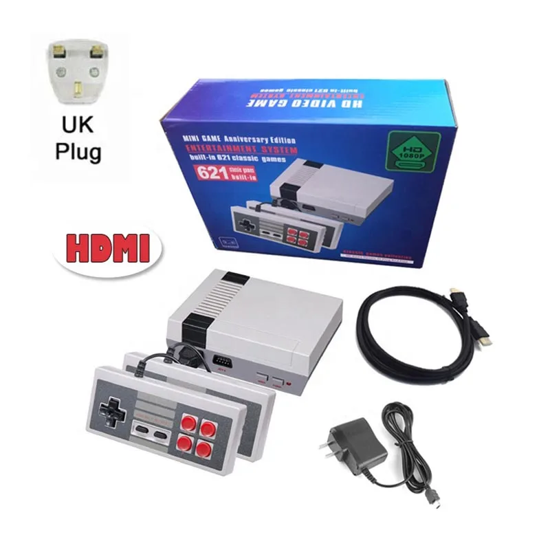 Мини Классические ТВ игровые консоли 8 бит Ретро видео игровая консоль NES встроенные 621 игры HDMI порт портативный игровой плеер отдых - Цвет: UK