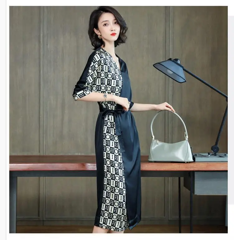 2019 летнее Новое Женское платье с разрезом повседневное шелковое женское длинное