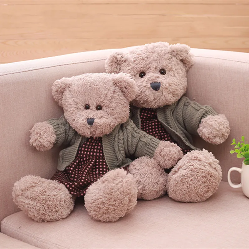 Милый 45 см плюшевый мишка со свитером Куклы Мягкие животные плюшевые игрушки