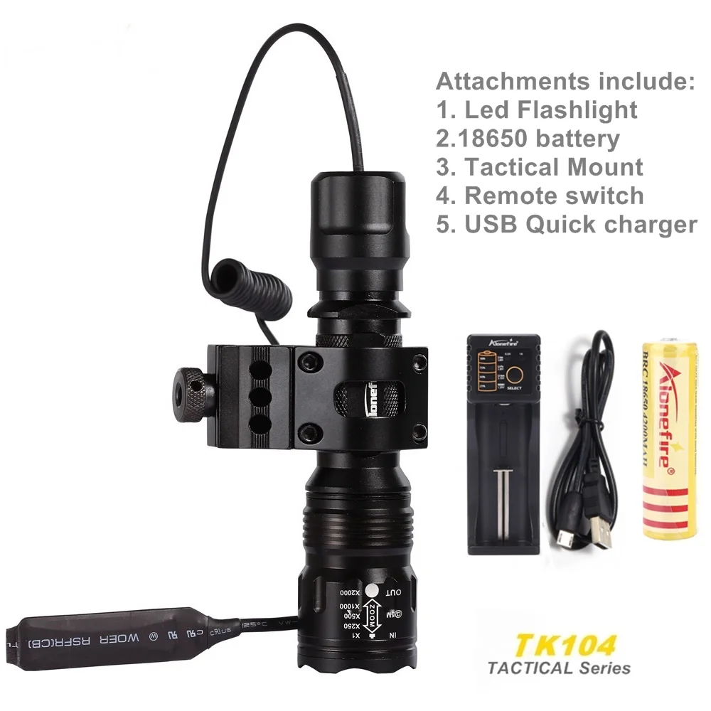 Слоновая кость Alonefire TK104 CREE XM-L2 U3 светодиодный тактический светильник фонарь 20 мм крепление для страйкбола прицел ружья светильник 18650 батарея - Цвет: Слоновая кость